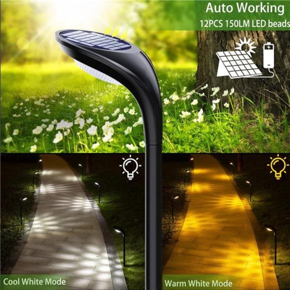 150 Lumen Bright Solar Outdoor Lights,4 Pack Solar Pathway Lights Waterproof - Picture 4 of 7